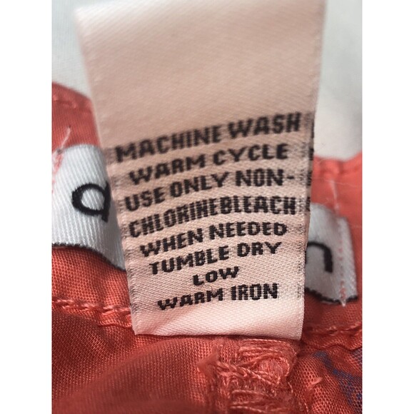 Chino Short Women's Size 14 Orange Chino Pockets Patterned Cotton Sea Horse - Picture 12 of 13